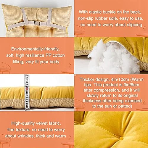 Miniatura 3 de Cojín de gravedad cero para silla de salón para muebles de exterior, grueso y cómodo, reclinable para silla portátil para patio (gris 68 x 22 x 4