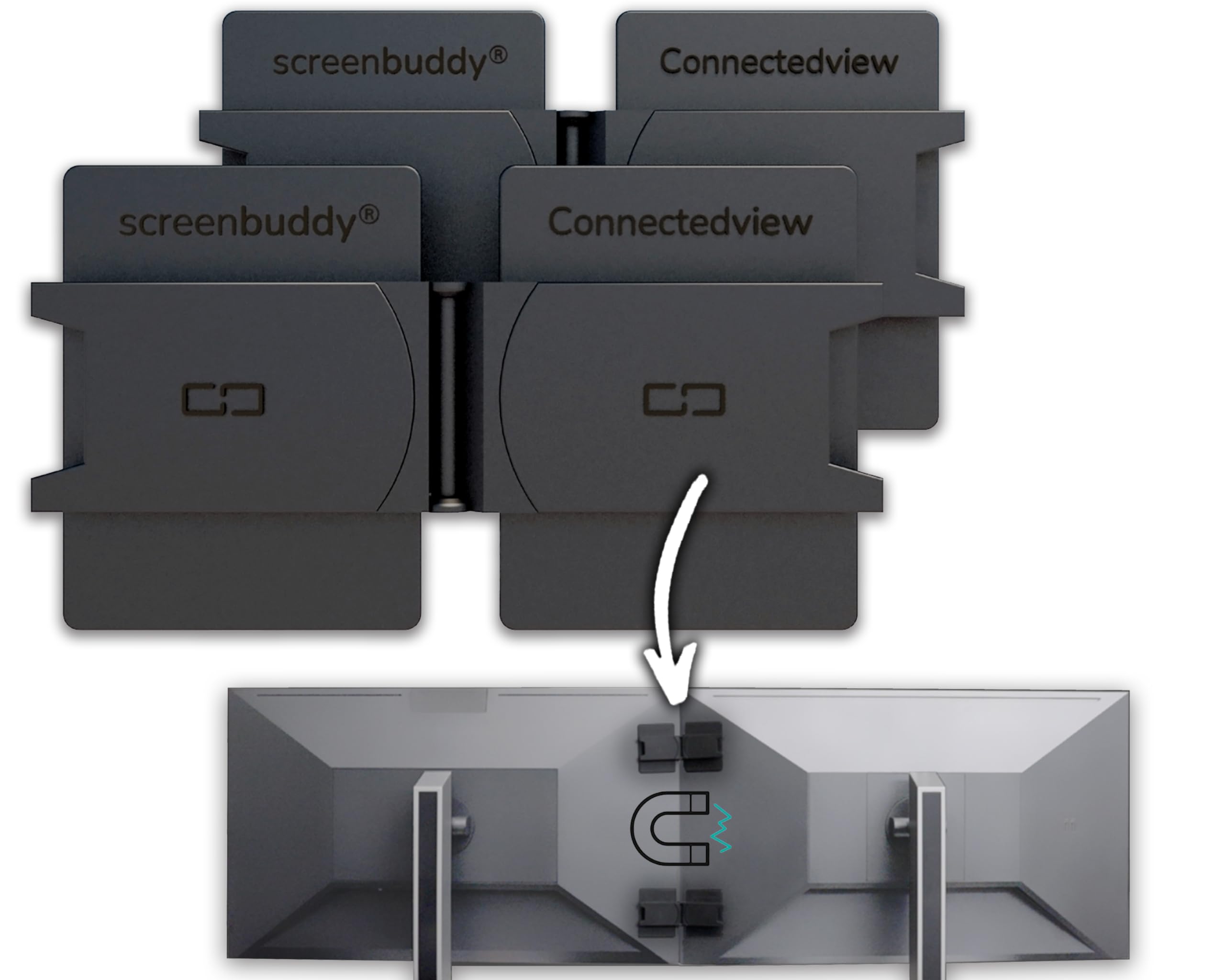 screenbuddy ConnectedView I Innovative PC accessories I Computer accessories I Gaming accessories for optimal gaming set-up I Magnetic screen connection for ergonomic work