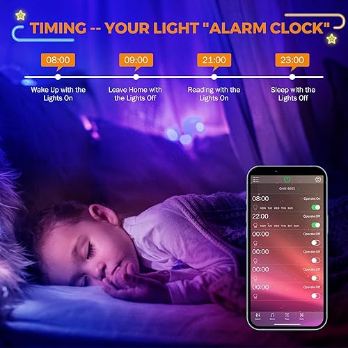 Miniatura 4 de BEAMNOVA Kit de tiras de luces LED RGB de 100 pies, control remoto, control de aplicación móvil Bluetooth, fuente de alimentación de 12 V CC,