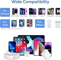 Vista 7 de Cargador rápido para iPhone de carga rápida, paquete de 3 [certificado Apple MFi] Cargador rápido para iPhone con carga rápida PD USB-C, bloques