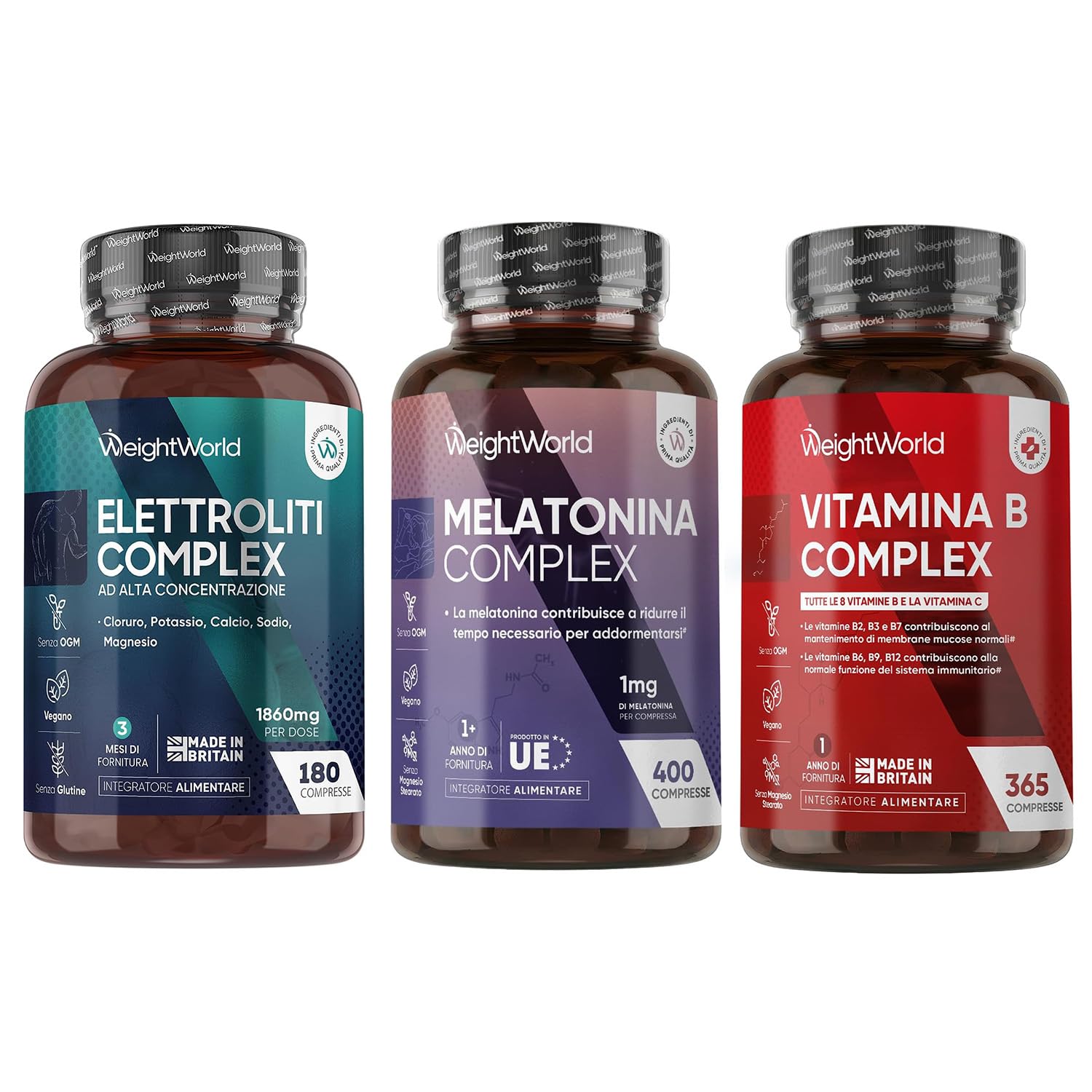 Elettroliti Vegani, Magnesio Bisglicinato e Vitamina B Complex Bundle