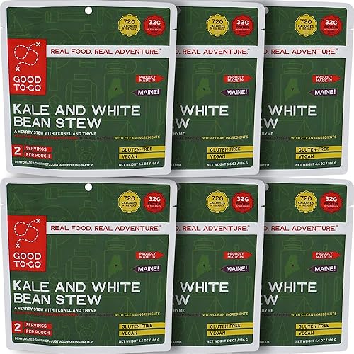 GOOD TO-GO Estofado de col rizada y frijoles blancos Comida deshidratada para mochileros y acampar Ligero Fácil de preparar