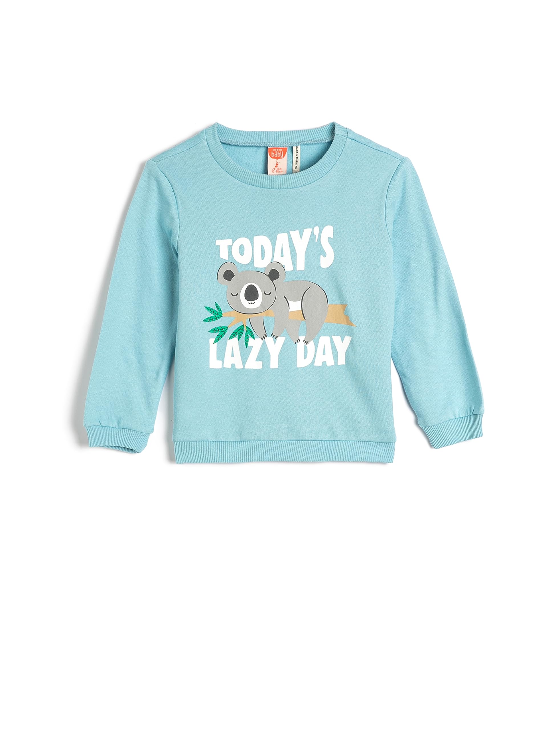 Koton Sweatshirt Ayıcık Baskılı Uzun Kollu Bisiklet Yaka Şardonlu Erkek çocuk