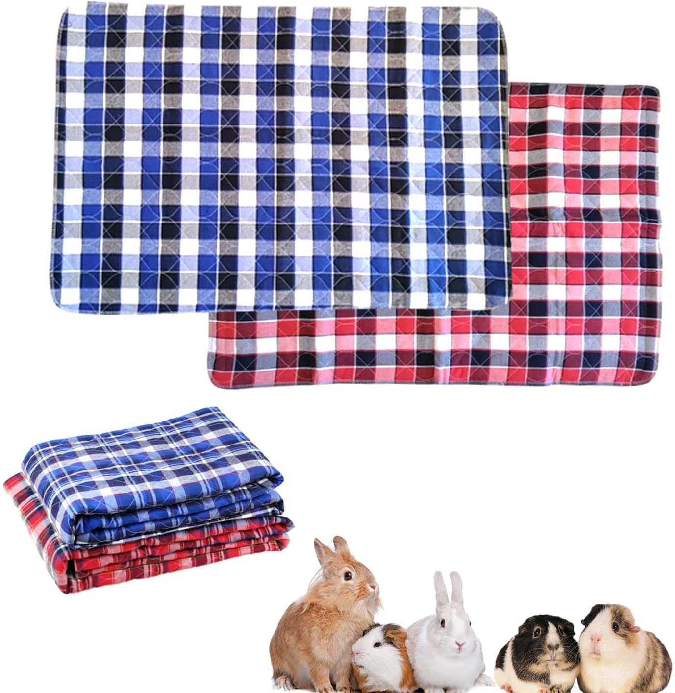 YELL 2 Pack Guinea Pig Liner, Guinea Pig Bedding Washable &Air Dried Pee Pads, with Fast Absorbent Waterproof Small Animal…