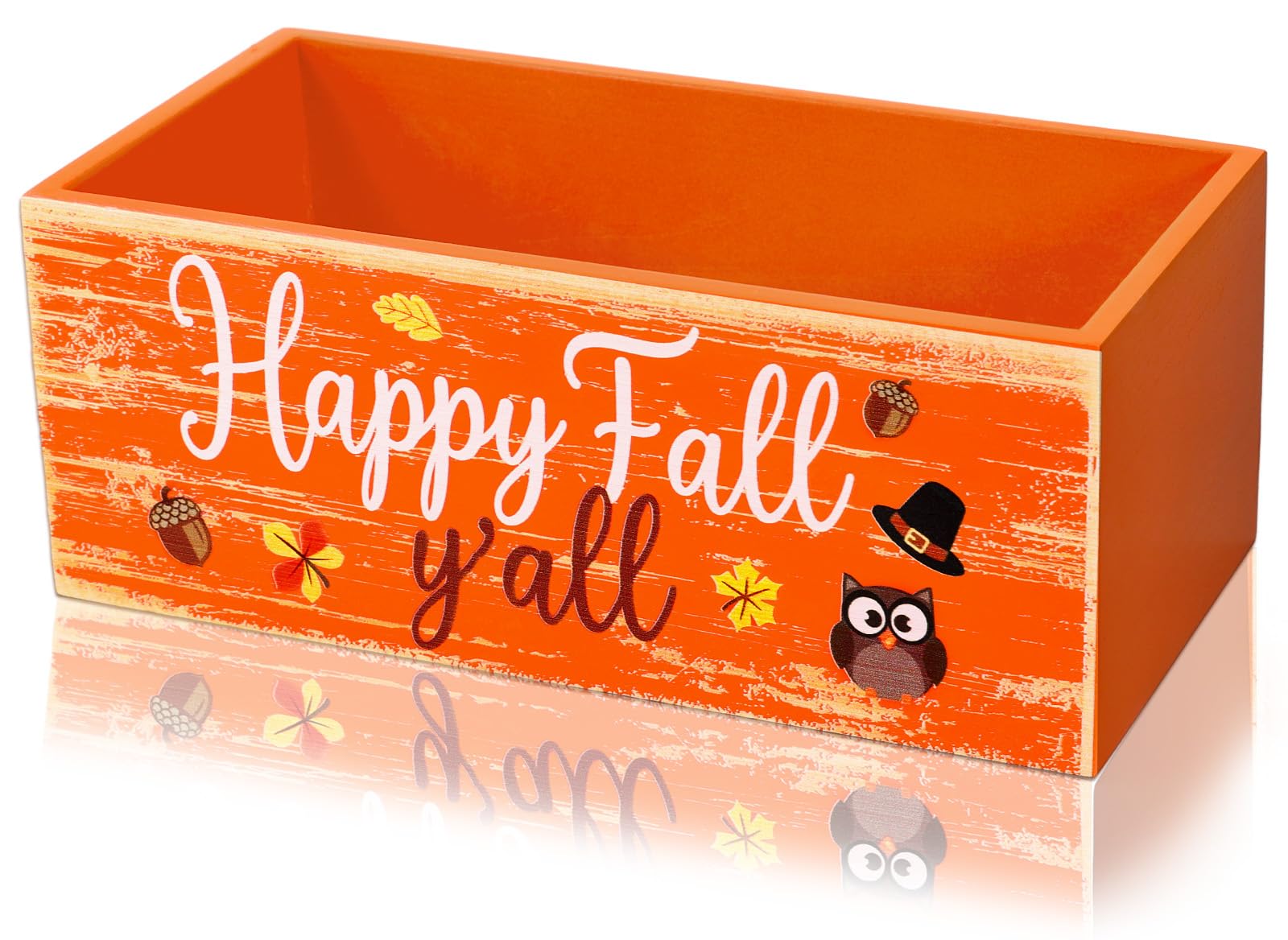 Bol à bonbons d'automne JarThenaAMCS en bois orange pour décoration de table de Thanksgiving