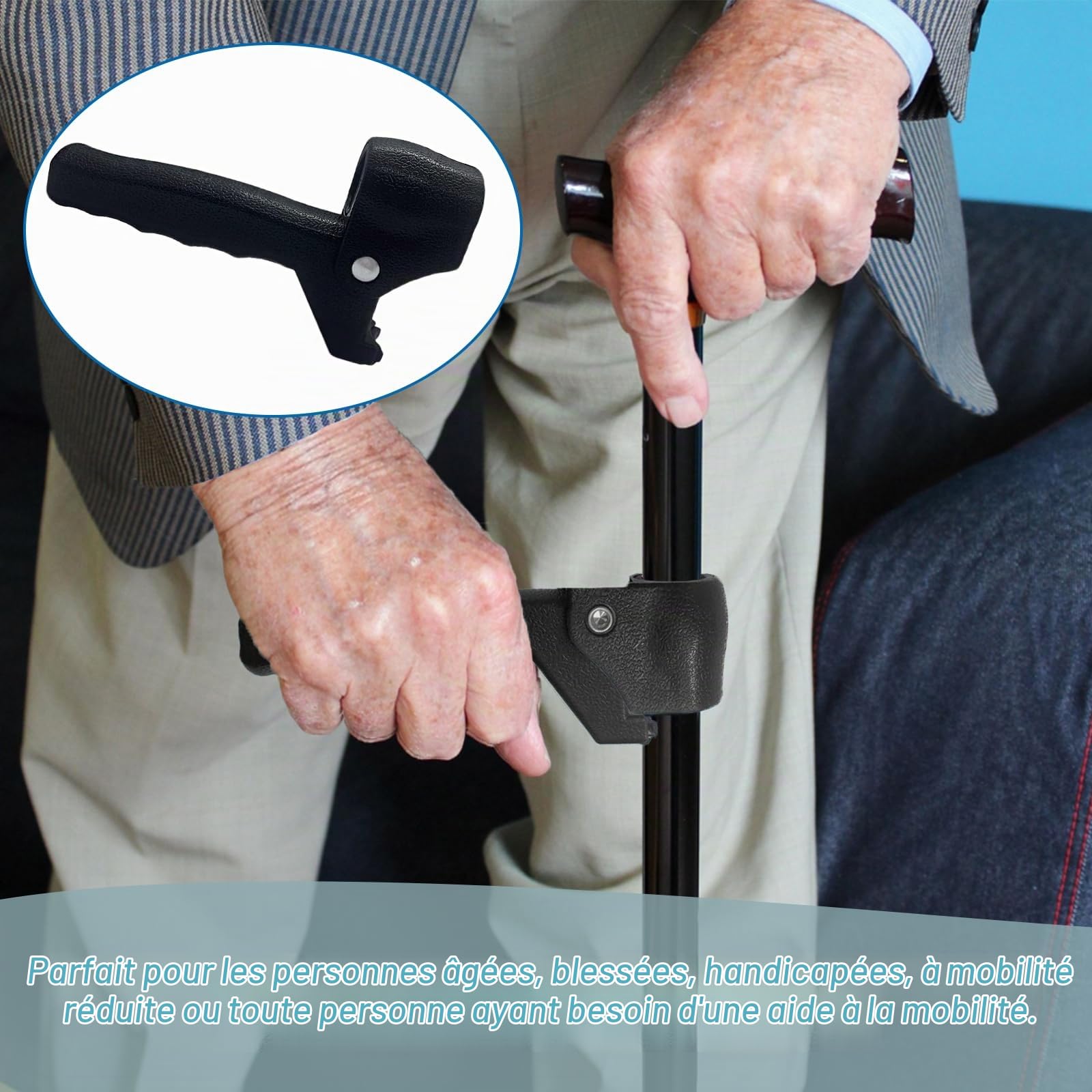 Béquille poignée support support support assist, support de béquille pour les personnes âgées, béquilles ou béquilles pour personnes handicapées, personnes âgées, personnes handicapées, convient pour