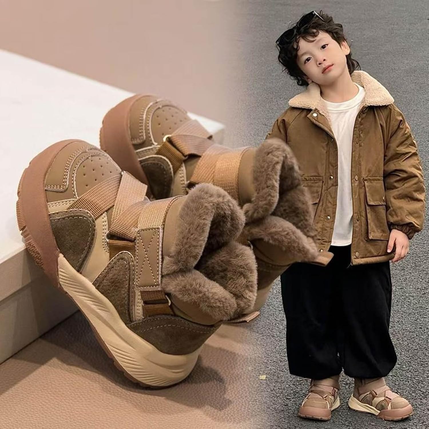 Girls' Winter Snow Boots - Fleece-Lined Warm Thick-Soled Boot, Casual Versatile Water-Resistant Cold Weather Boots