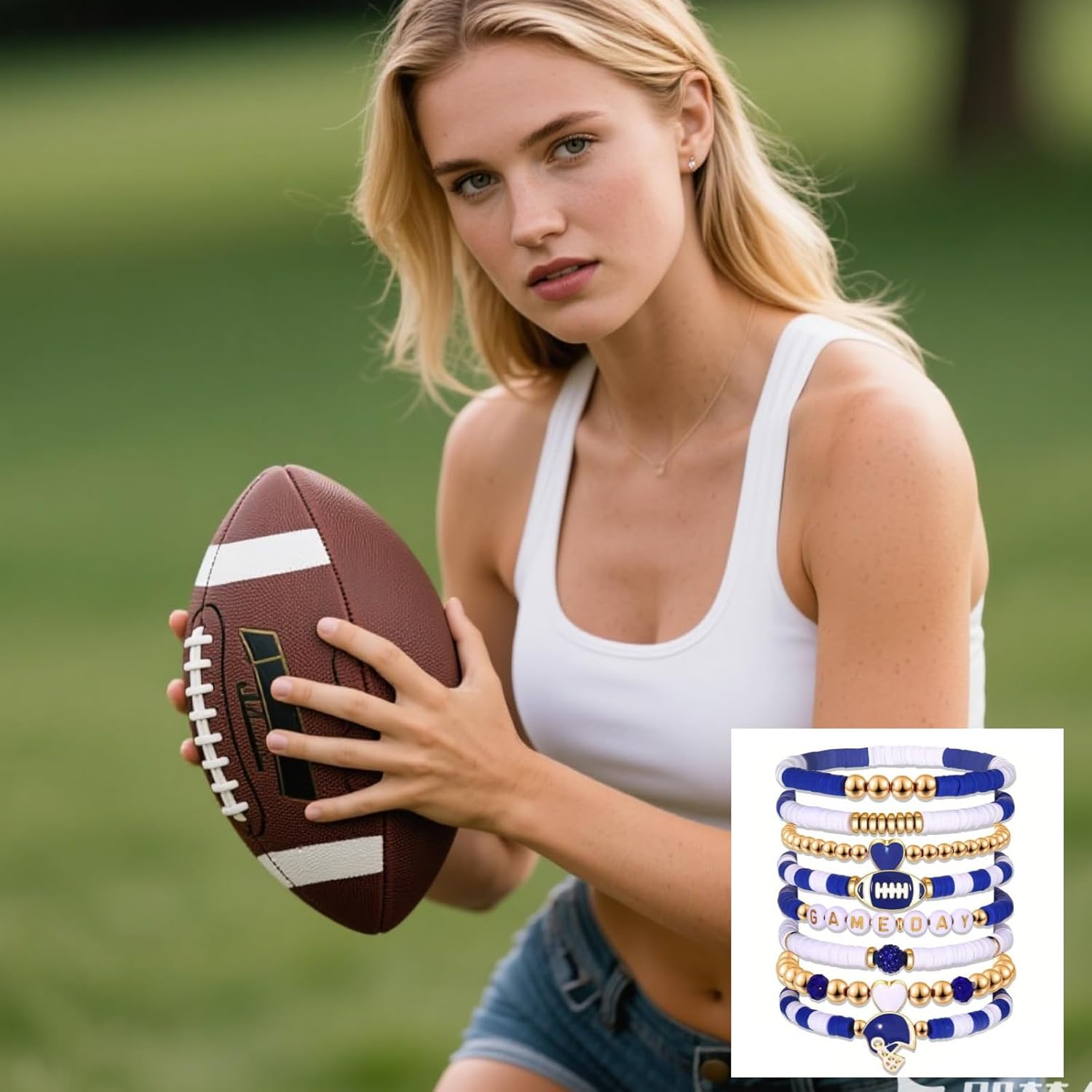 Football Baseball Bracelet for Women Game Day Bracelets for Women Stackable Heishi Clay Beaded Stretch Bracelets Soccer Outfit Accessories Party Favors Gifts - Image 7