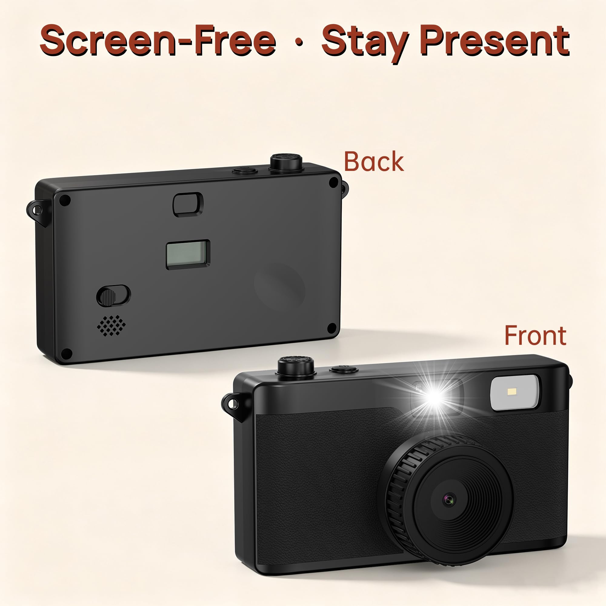 Appareil Photo Numérique sans Écran, Appareil Photo Vintage16MP (Noir)
