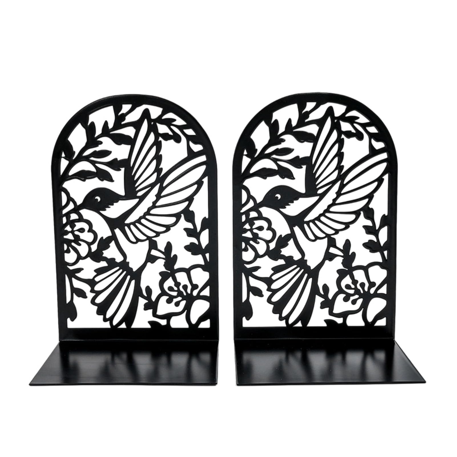 Glifora 1 Pair Metal Hummingbird Bookends for Shelves - Decorative Book Ends Stoppers for Office, Desk and Shelf, Non-Skid Book Holder Organiser for Office and Library