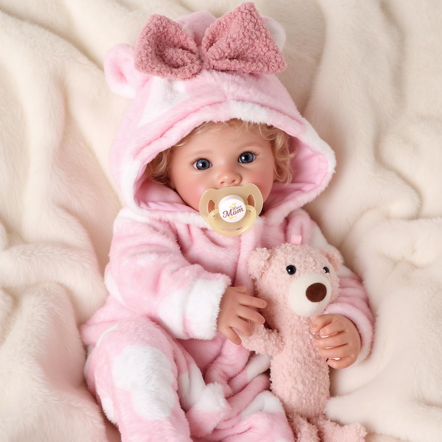 BABESIDE Lifelike Reborn Baby Dolls - 17 Inch Soft Body Realistic-Newborn Baby Doll Girl Blond Curly Hair Real Life Baby Dolls with Gift Box for Kids Age 3+ Collectors