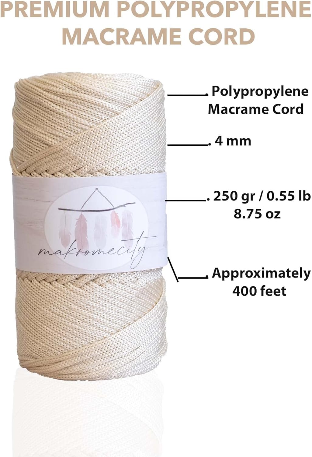 Buy Makromecity, Polyester Macrame Cord (2 mm x 750 feet) 2mm
