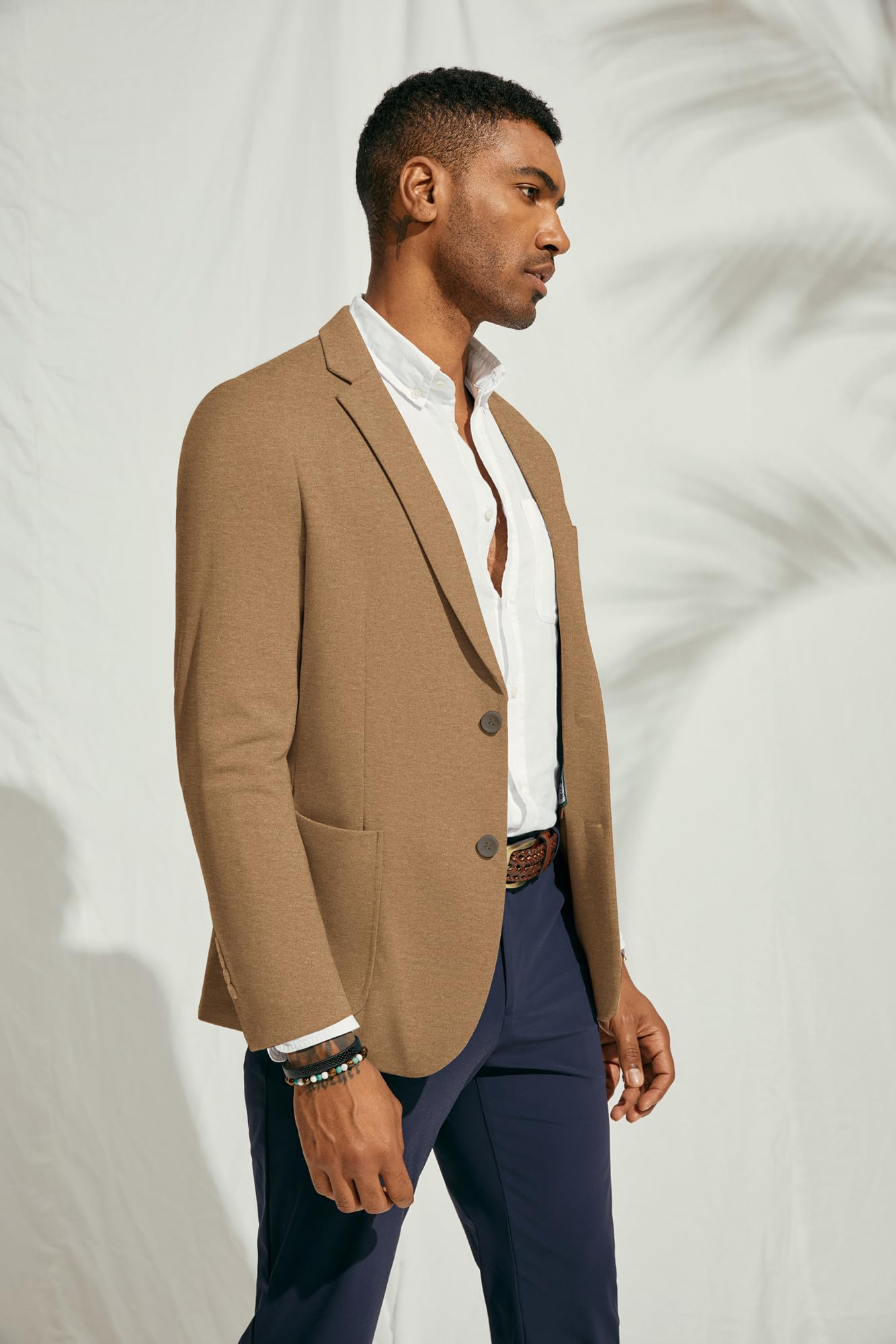 PJ Paul Jones Giacca Sportiva da Uomo, Casual, a Maglia, con Due Bottoni, Leggera, Sfoderata, L