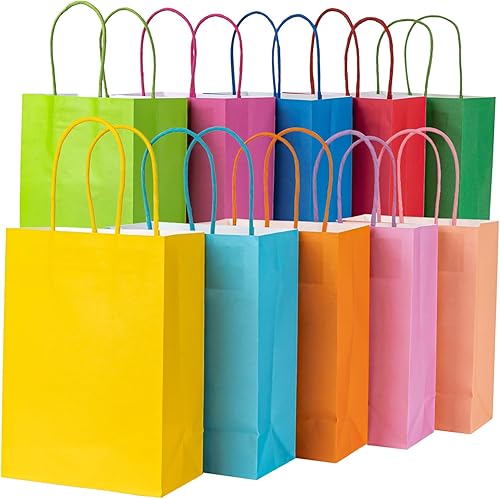 Miniatura 8 de MAQIHAN Bolsas pequeñas de papel kraft con asas – 15 bolsas pequeñas de papel de estraza marrón, bolsa de papel con caramelos, recuerdos de fiesta