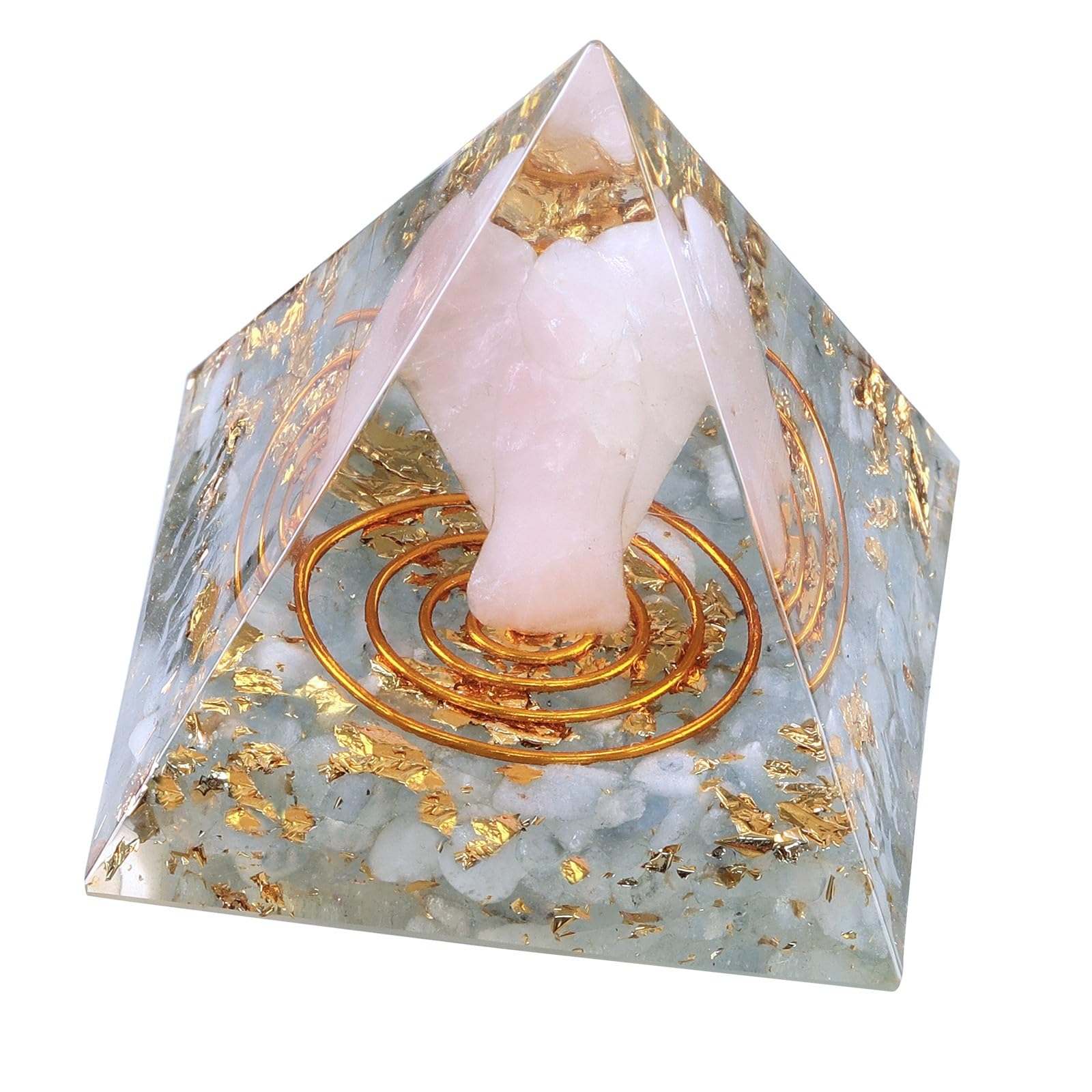 Pyramide en cristal méditation et protection de la maison avec ange gardien en quartz rose