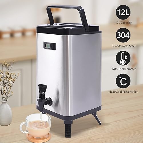 Vista 18 de Dispensador de bebidas aislado de acero inoxidable de 3.17 galones, dispensador de bebidas aislado cuadrado, dispensadores de bebidas frías