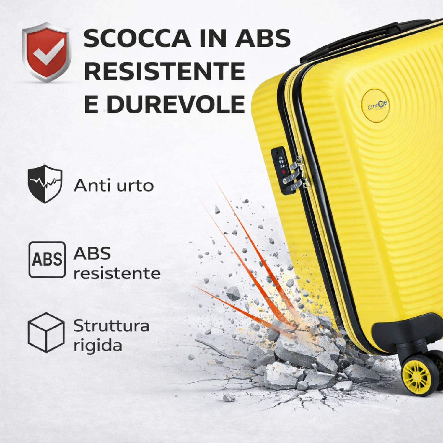 CABIN GO 5513 - Set di 3 valigie - bagaglio a mano da 55 cm, valigia media da 65 cm, valigia grande da 76 cm, in ABS rigido.