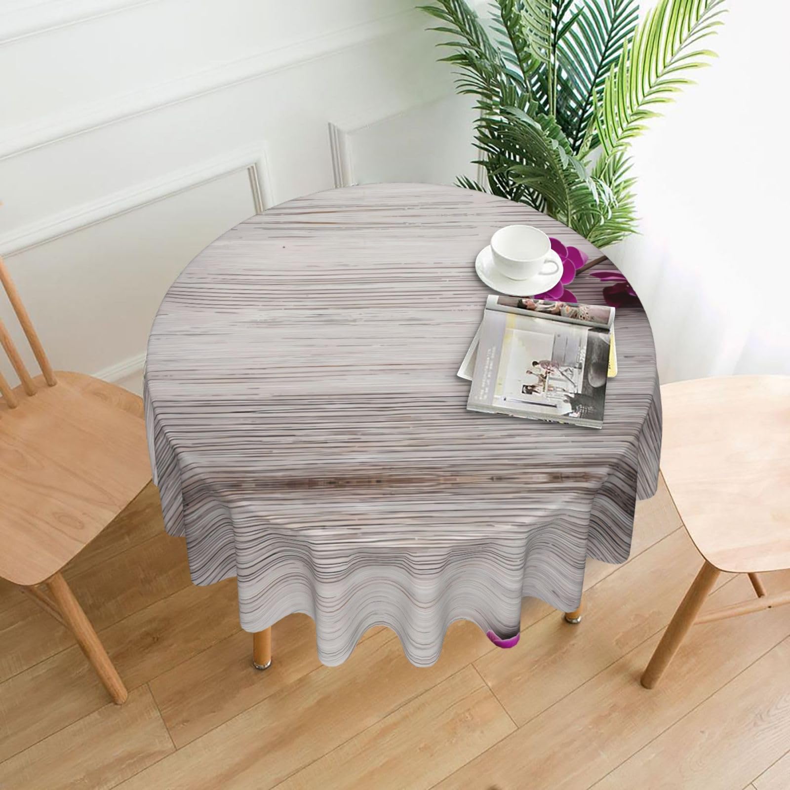 WHJSSF Orchid Prints Round Decorative Tablecloth 60in - Elevate Your Dining Experience with a Stylish & Protective Table Throw