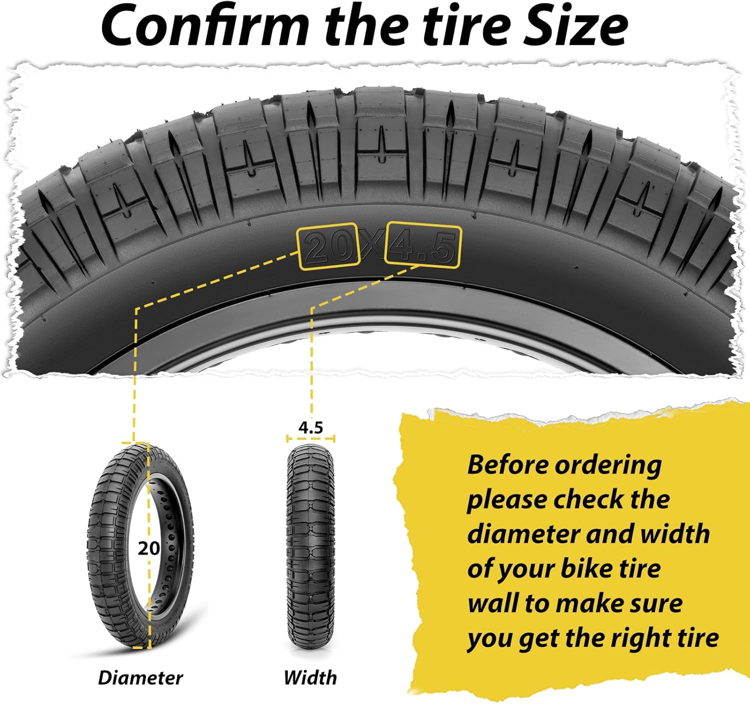 MOHEGIA E-Bike Fat Tire: 20x4.0/20x4.5/20x5.0/26x4.0 Inch Folding Heavy Duty Fat Tire for Electric Bicycle,MTB and Trike for Urban Commuting Or Off-Road Riding