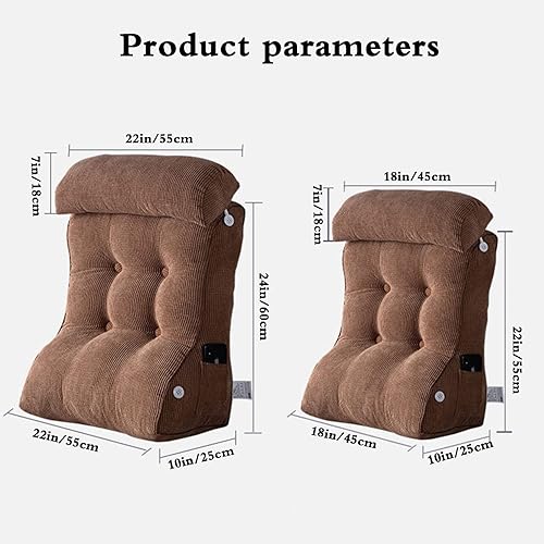 Miniatura 2 de Almohada de lectura para sentarse, respaldo de cuña en la camasofá, almohada triangular de lectura, cojín de apoyo lumbar con almohada ajustable