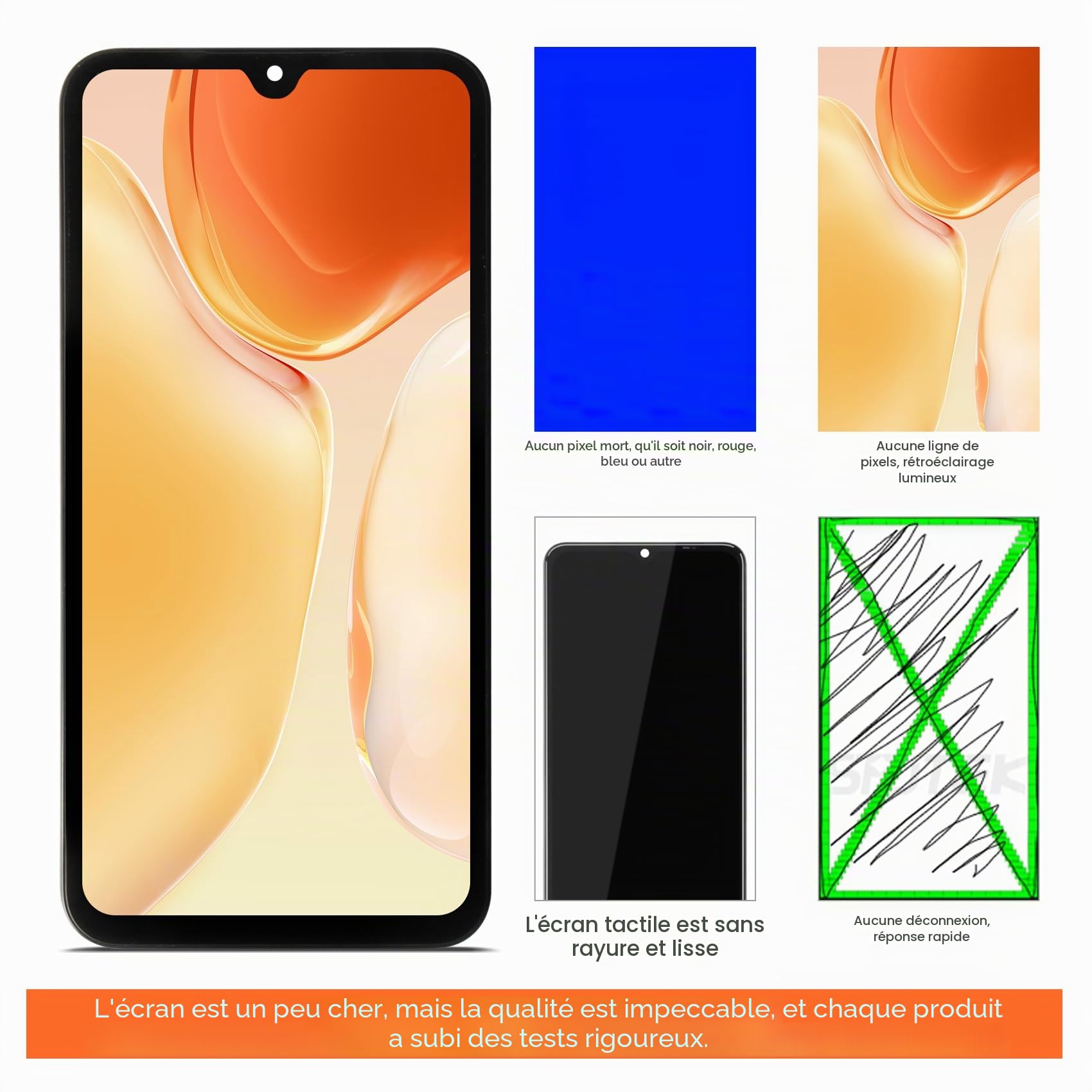 AGCUT Écran LCD pour Samsung A15 4G / 5G LCD Display pour Samsung Galaxy A15 A155F A156B 6,5" LCD Ecran Replacement Touch Screen Digitizer Assembly avec Réparation Outils, Noir avec Cadre