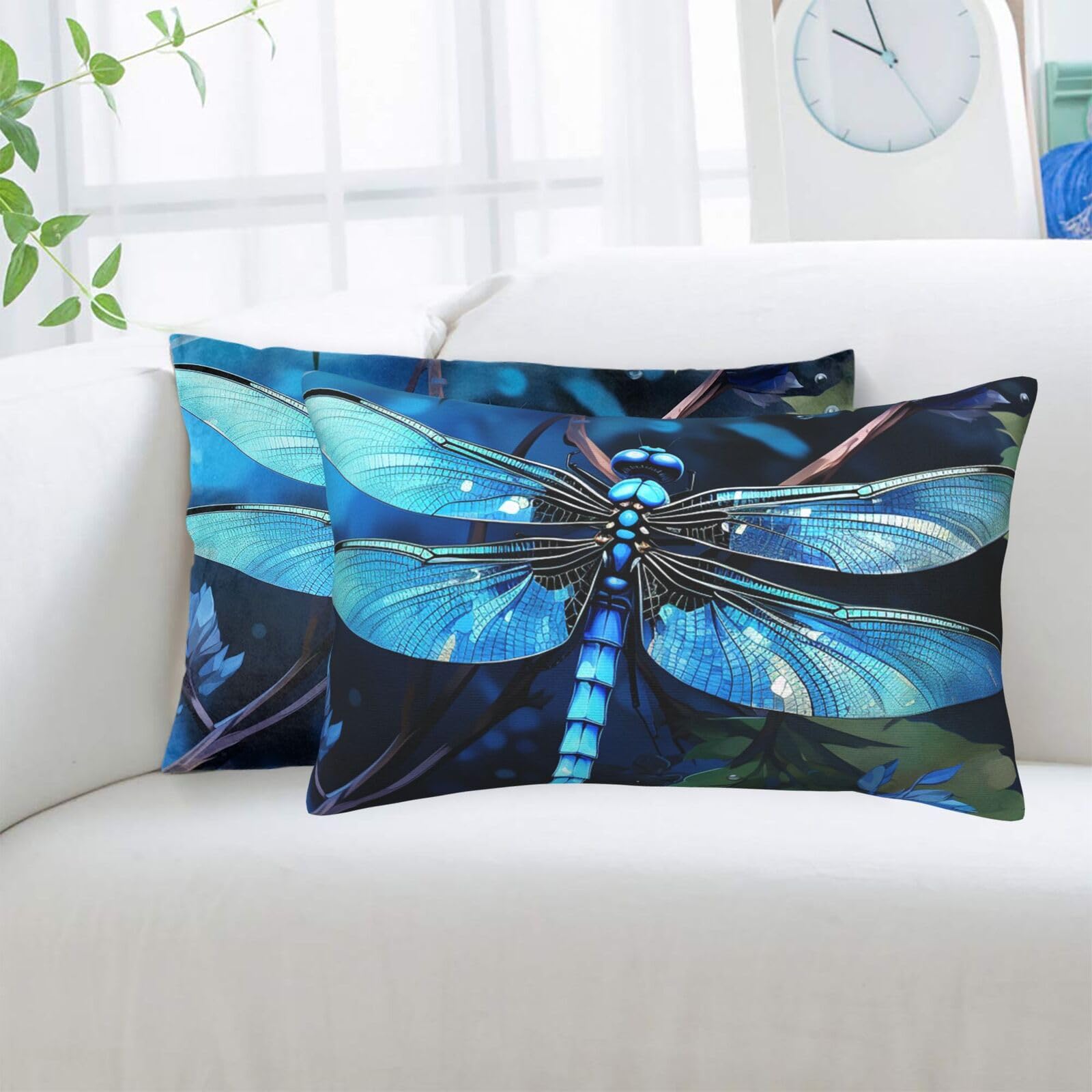 Housse de coussin zippée invisible anti-irritation lin ultra doux bleu