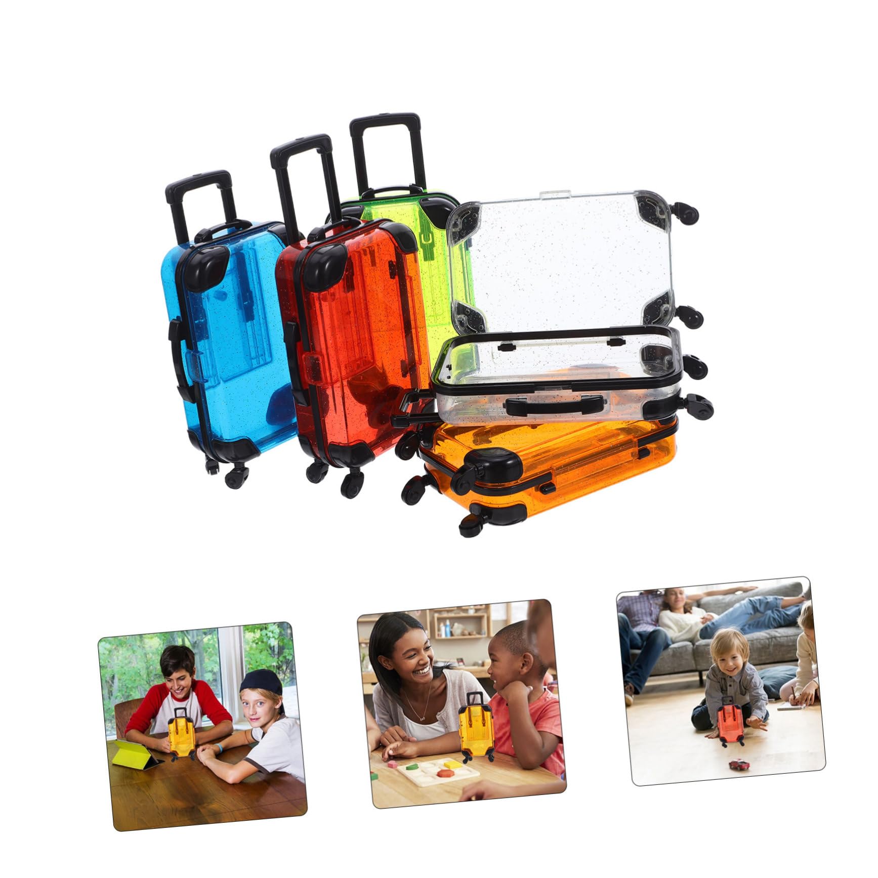 5 Pezzi Valigia Per Trolley Per Giocattolo Da Viaggio Playset Valigia Con Rotelle Per Giocattolo