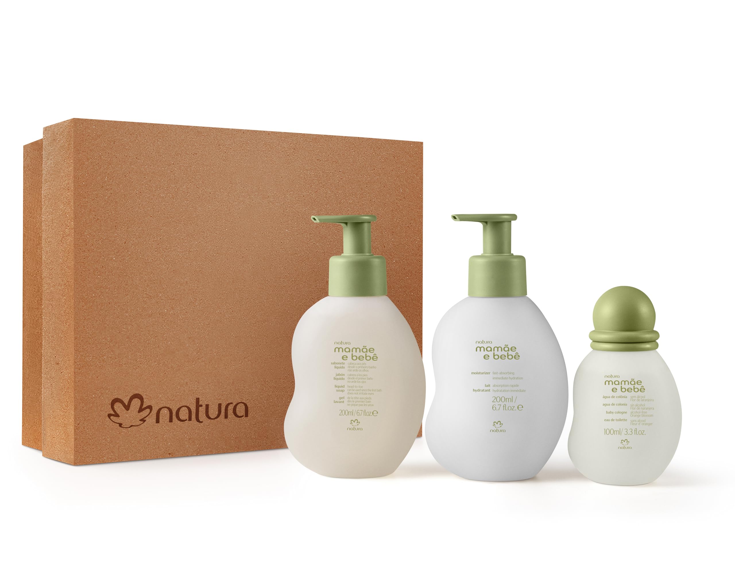 Natura – Mom & Baby Triple Care Set – Brazilian, Vegan, Hypoallergenic & Dermatologist Tested – Moisturizer, Cleanser & Cologne – Mom & Baby Bath &