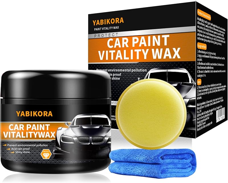 Cera Automotiva em Pasta com Carnaúba para Brilho e Acabamento Hidrorrepelente YABIKORA HLL01 com Esponja e Toalha