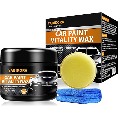 Car Wax Polish, Carnauba Wax Restores Shine High Hydrophobicity & Antioxidant, Long-Lasting Protection Gentle Formula For Cars, Rvs, Trucks, Motorcycles - Includes Sponge & Towel - 1pack 3.53oz