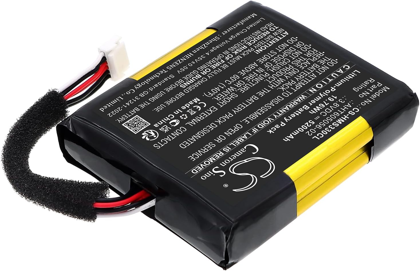 Battery for Hikvision MAS 3300 PN:Hikvision AHT605056-02 5200mAh / 19.76Wh