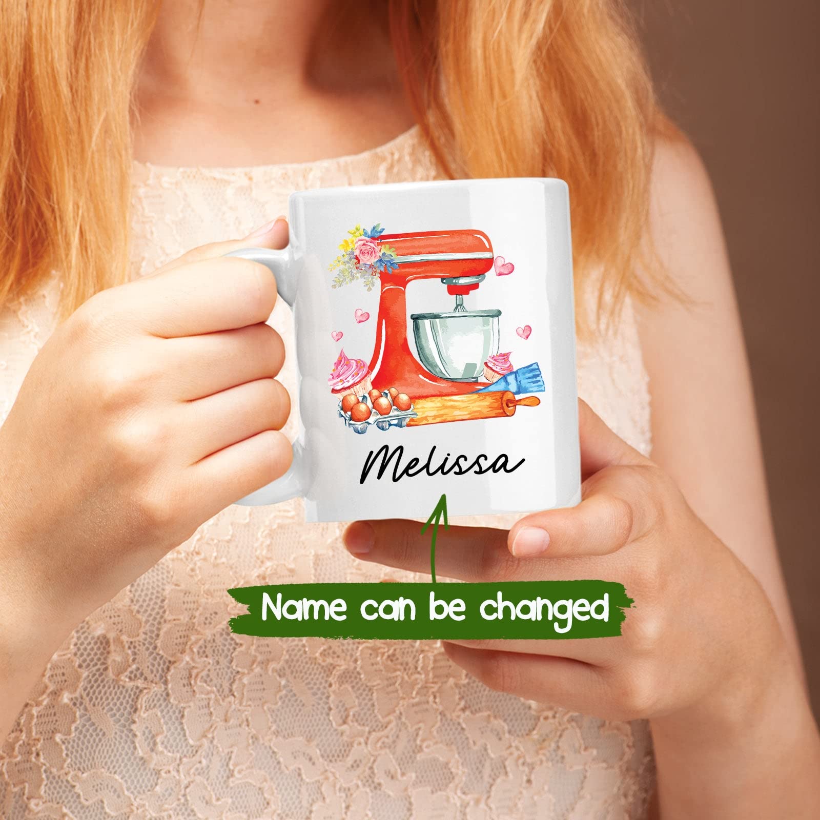 Personalized Baker Ceramic Mug with Name - Baking Mugs - Customized Pastry Chef Coffee Mug Gift for Baker - Custom Baker Cup - Chef Porcelain Mug - Baking Present - White Cups 11oz or 15oz