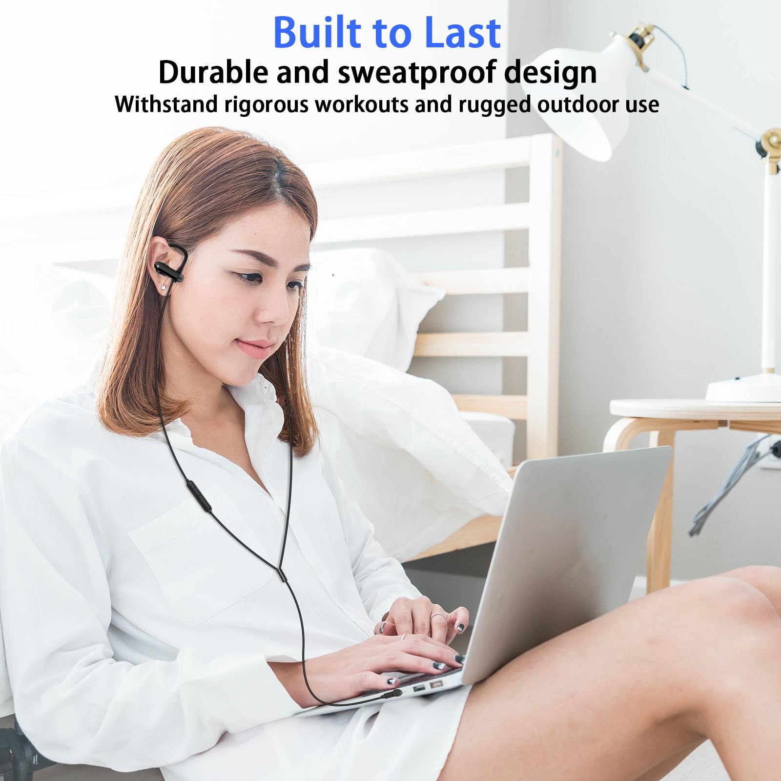Auriculares con cable con gancho para la oreja para micrófono, auriculares deportivos de 3,5 mm de largo, 1,8 m de largo, con cable para iPad, iPod, teléfonos móviles, portátiles, auriculares
