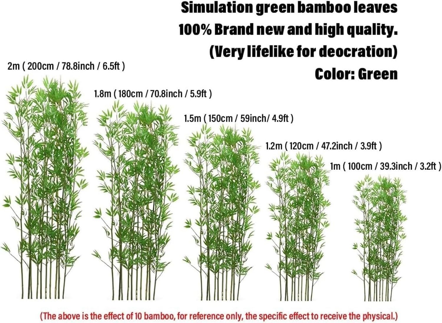 Albero di bambù artificiale per uso esterno, 1 m, pianta di bambù finto per casa e giardino, decorazione da parete verde, foglie in plastica, 5 steli recinzione in bambù.