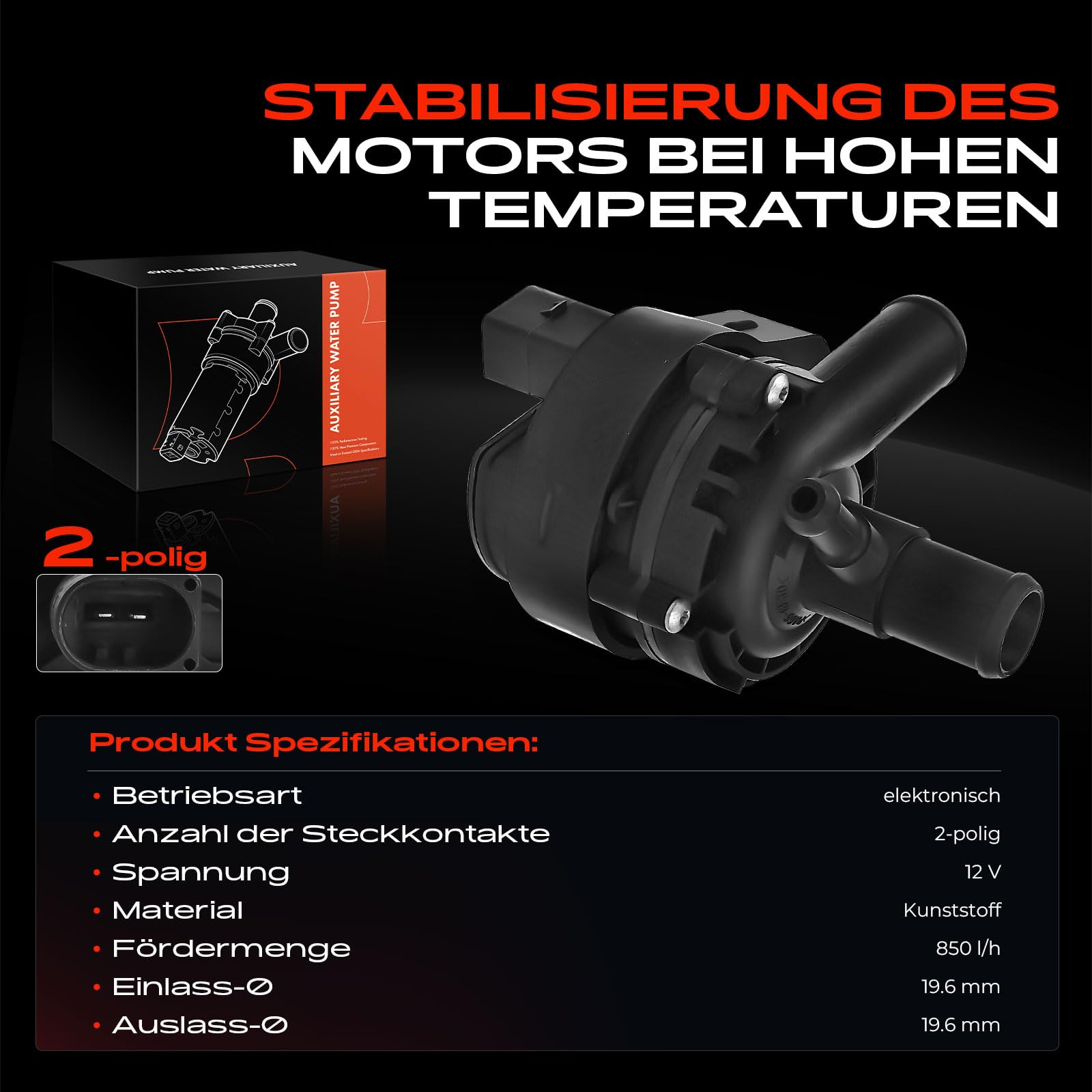 Frankberg Zusatzwasserpumpe Standheizung Kompatibel mit C-Klasse W204 C204 S204 2007-2014 E-Klasse A207 C207 2009-2016 X204 2008-2015 SL R231 2012-Heute Replace# 2048350264