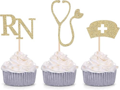 Decoración médica de la magdalena del tema de enfermería de enfermería de la escuela de graduación decoraciones de fiesta - oro
