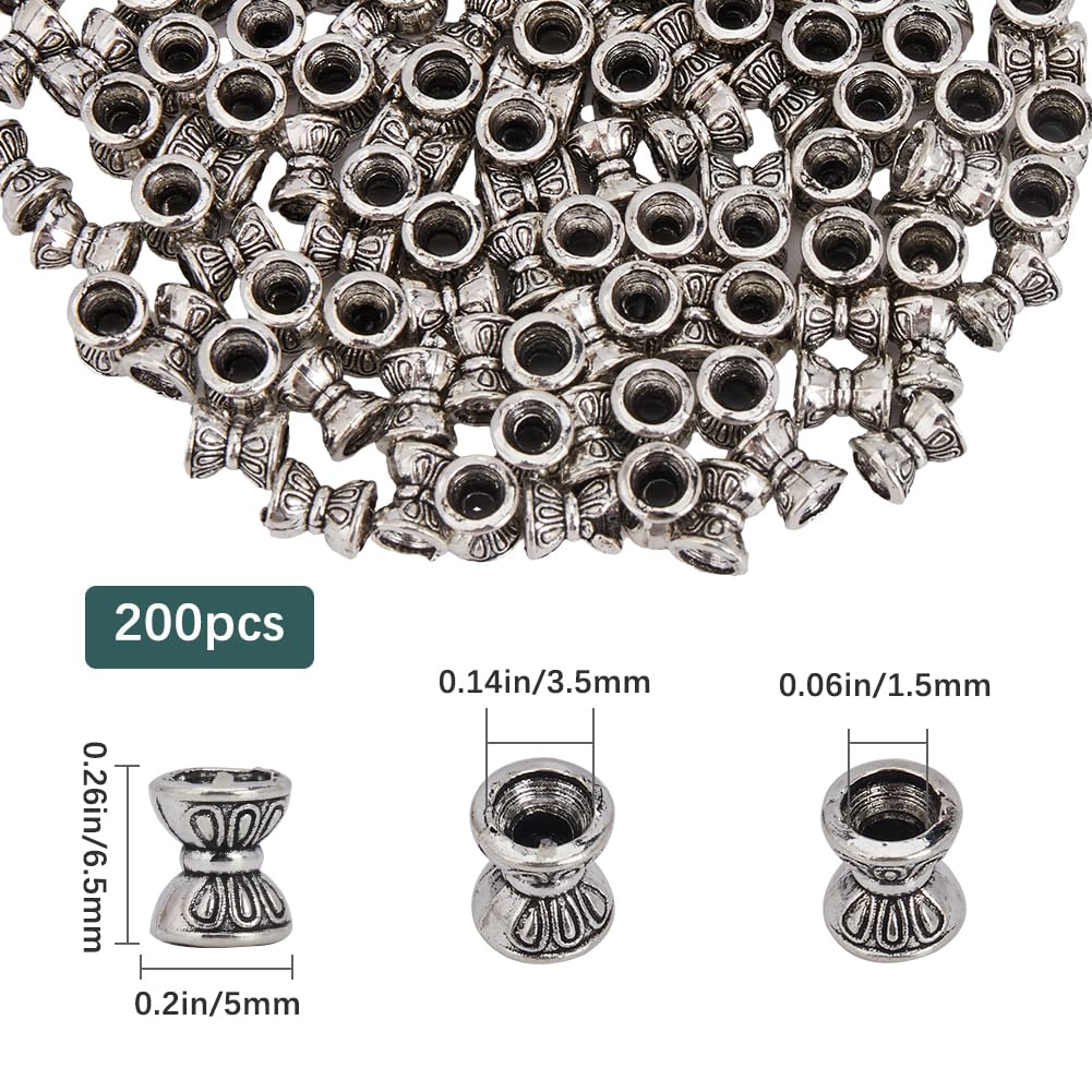 SOFPLATE 1 Box 200Pcs Double Bead caps Small Cone Bead Caps Silver Alloy Bicone Tibetan Textured Bead caps Stoppers Double Sided Spacer Beads for Jewellery Making Necklace Bracelet Earring Supplies - Image 2