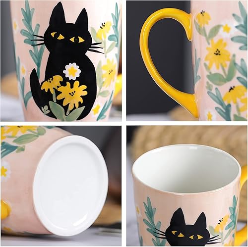 Miniatura 5 de NymphFable Taza de café de cerámica grande con mango 100% pintado a mano regalo de Navidad 20.3 fl oz20oz