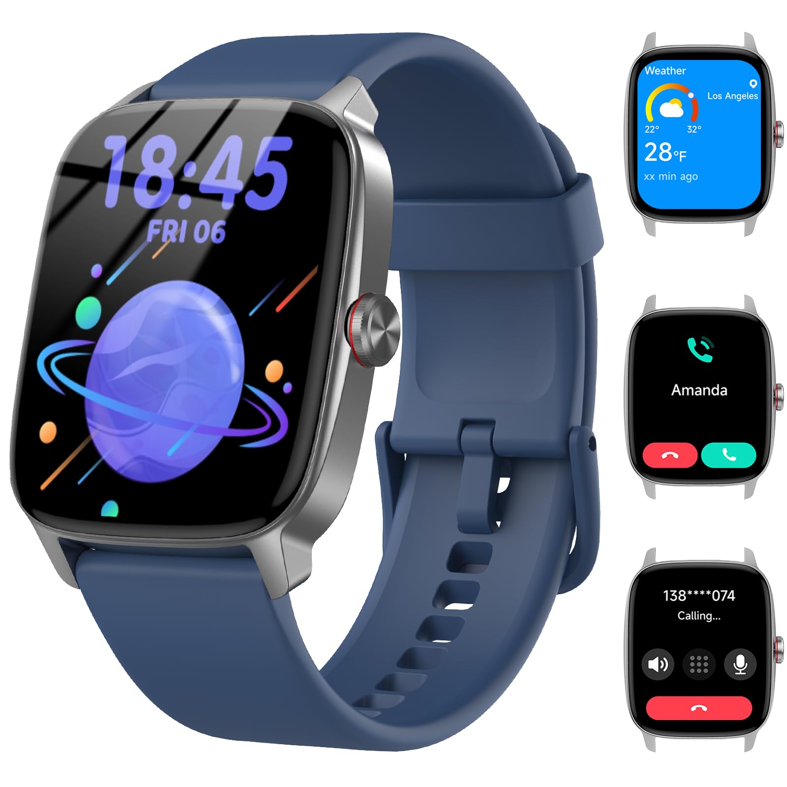 Smart Watch Woman Man with Bluetooth Calls and AI Voice, 1.85 Inch Smartwatch with WhatsApp Notification, Heart Rate Monitor/SpO2/Sleep/Pedometer, 110+ Sports Modes, Waterproof IP70 for iOS/Android