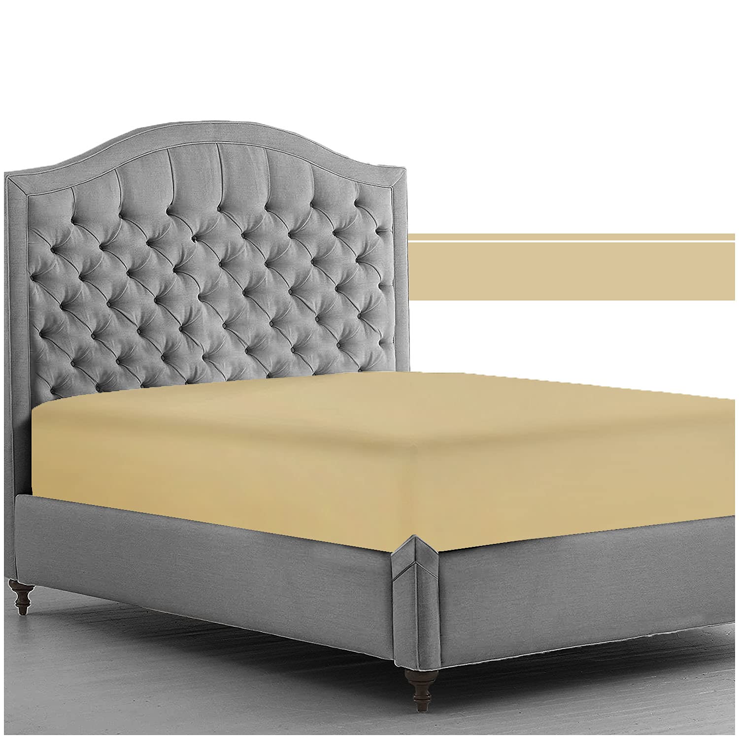 Soft & Cozy King Sized Sheet Fitted Deep, Ultra Soft Percale Sheets, Plain Bedding Bedsheets, Natural