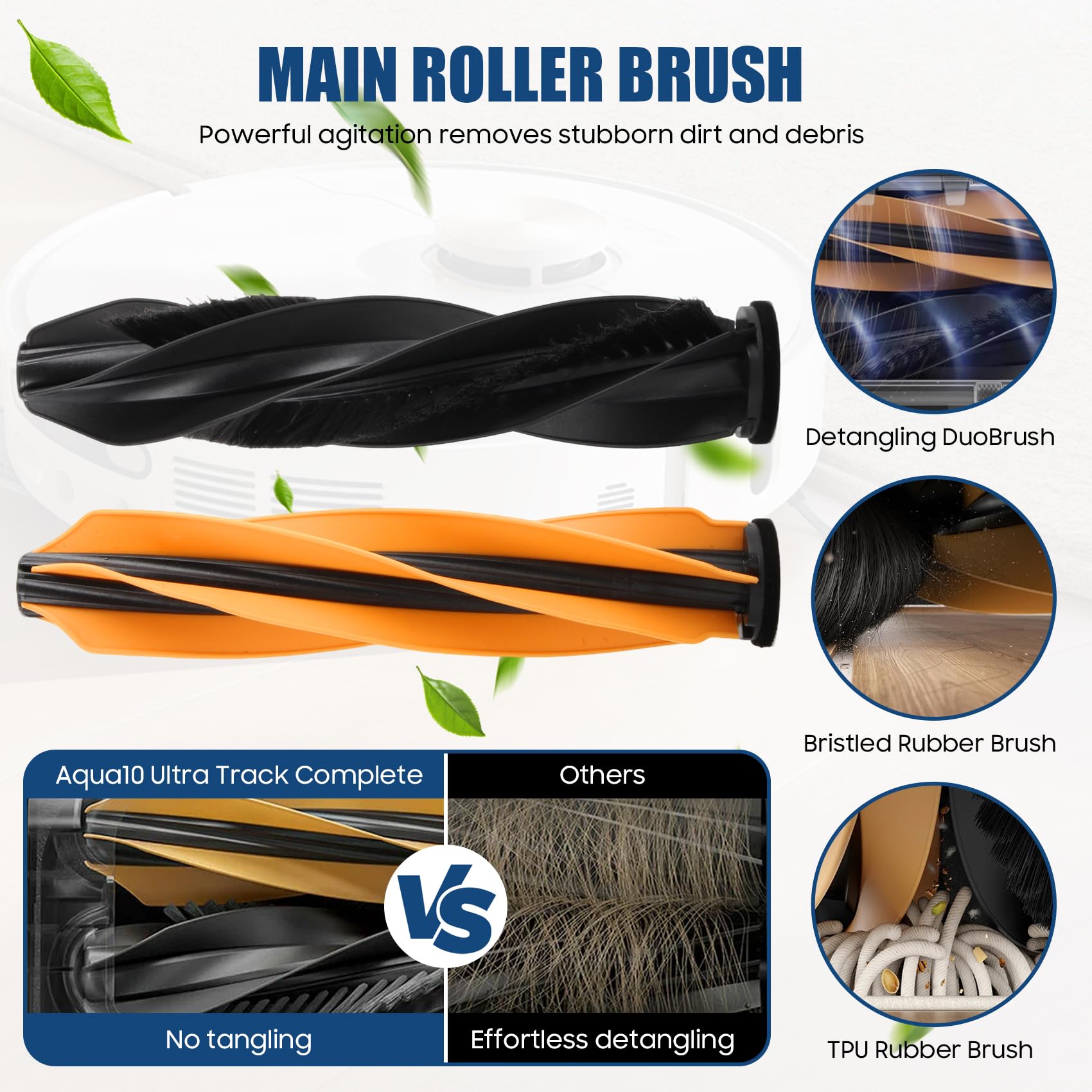 Juego de accesorios para robot aspirador Dreame Aqua10 Ultra Roller Complete, pieza de repuesto con 4 bolsas para el polvo, 4 cepillos laterales, 4 filtros, 2 rodillos de limpieza, 2 cepillos