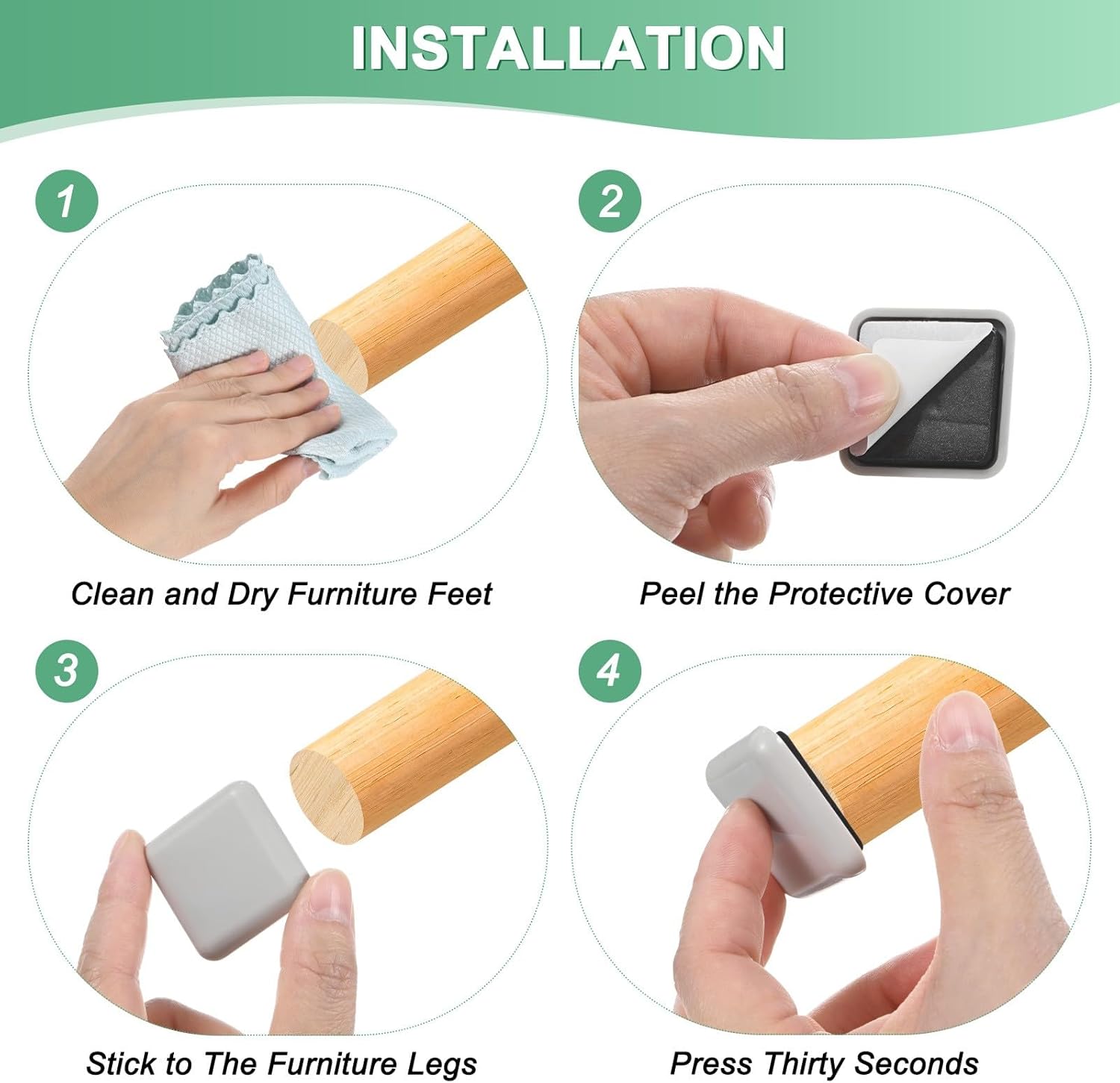 16-Pack Furniture Sliders 1.57" Square Self-Adhesive Mover Glides Square [Beige]