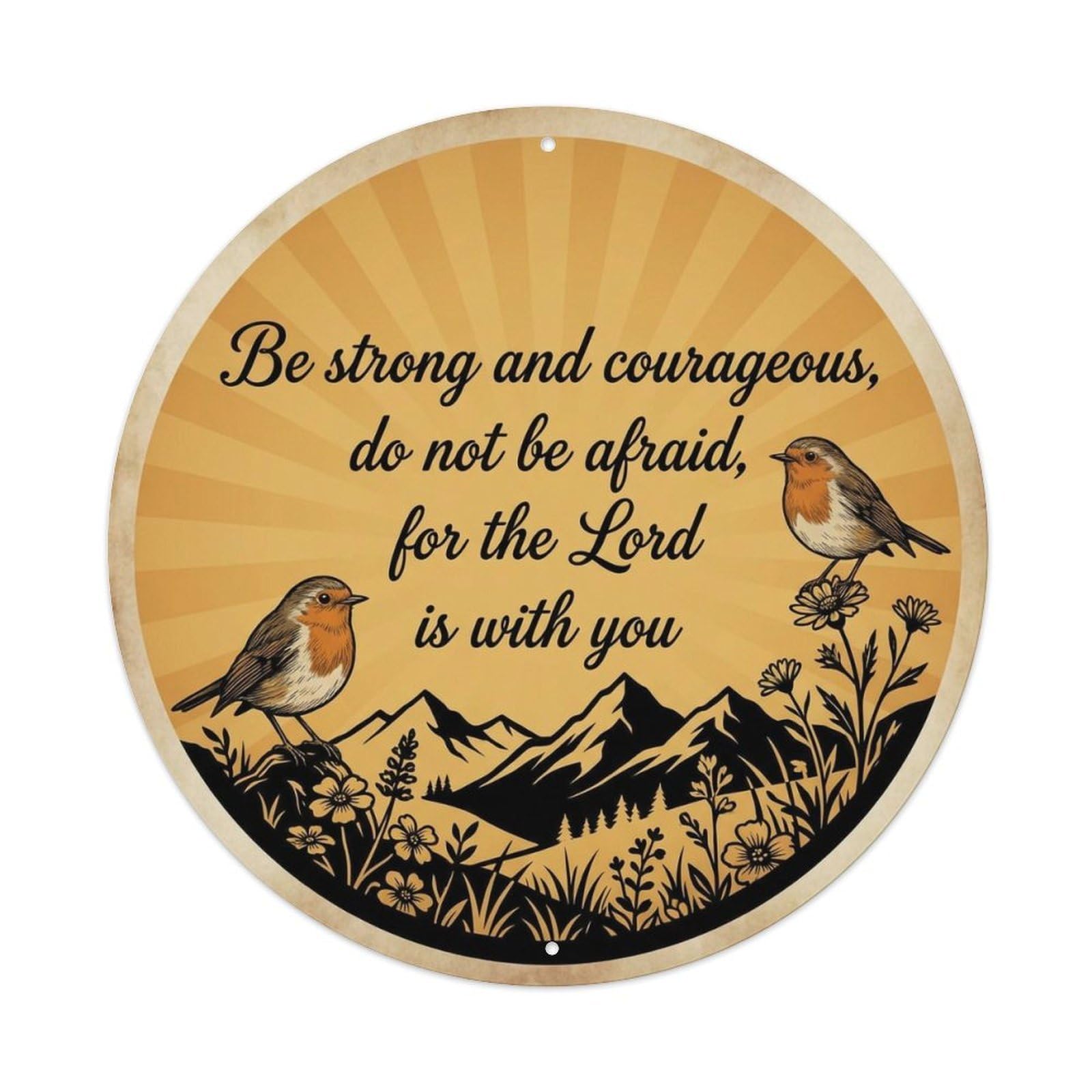 Okahys 8X8inch(20X20cm) European Robin Garden Sign Heaven Love Courage Metal Tin Sign