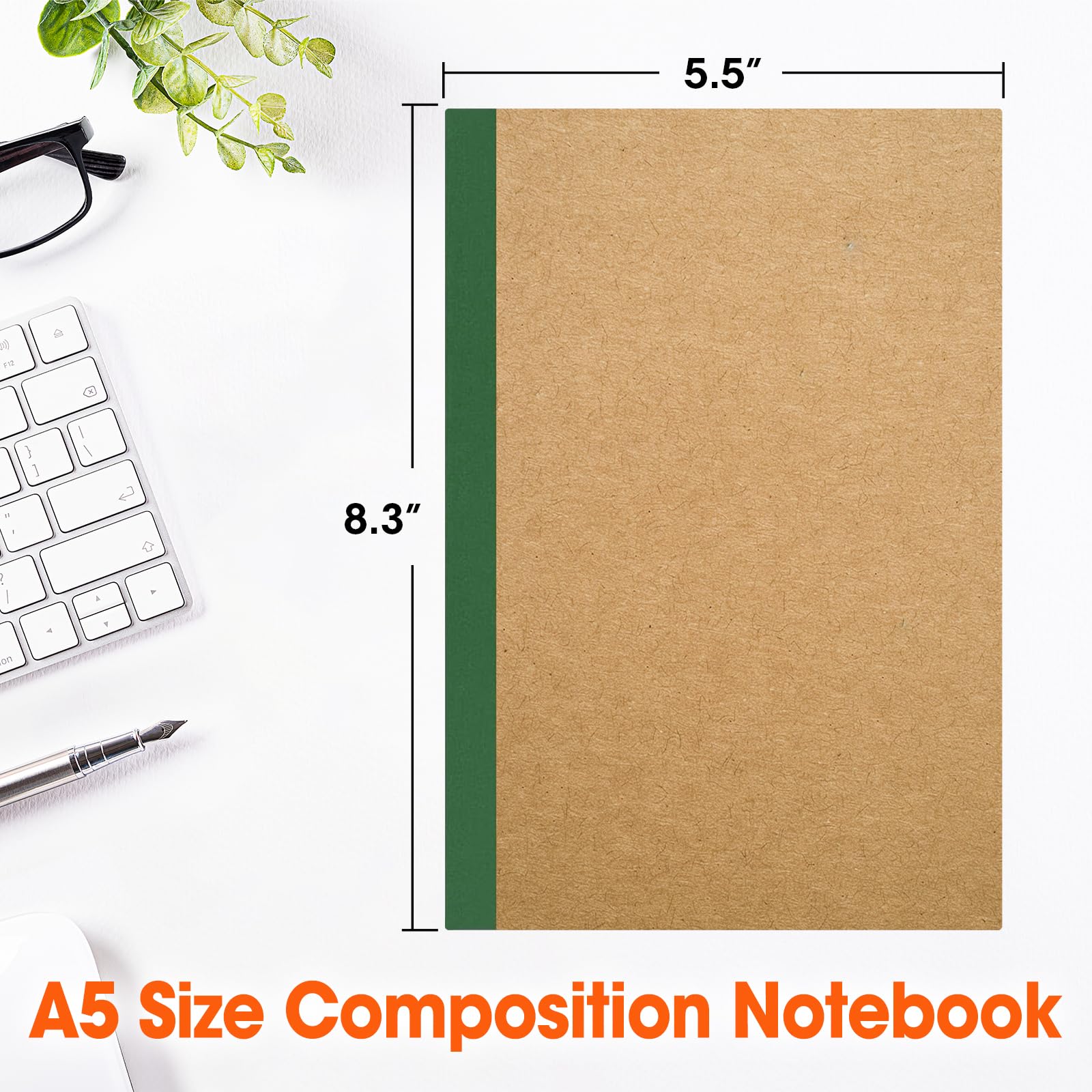 YesBes Confezione da 32 quaderni per composizione, formato A5, copertina in carta kraft, a righe, 21,1 x 14 cm, per scuola, ufficio, studenti, artisti, 8 colori, 60 pagine