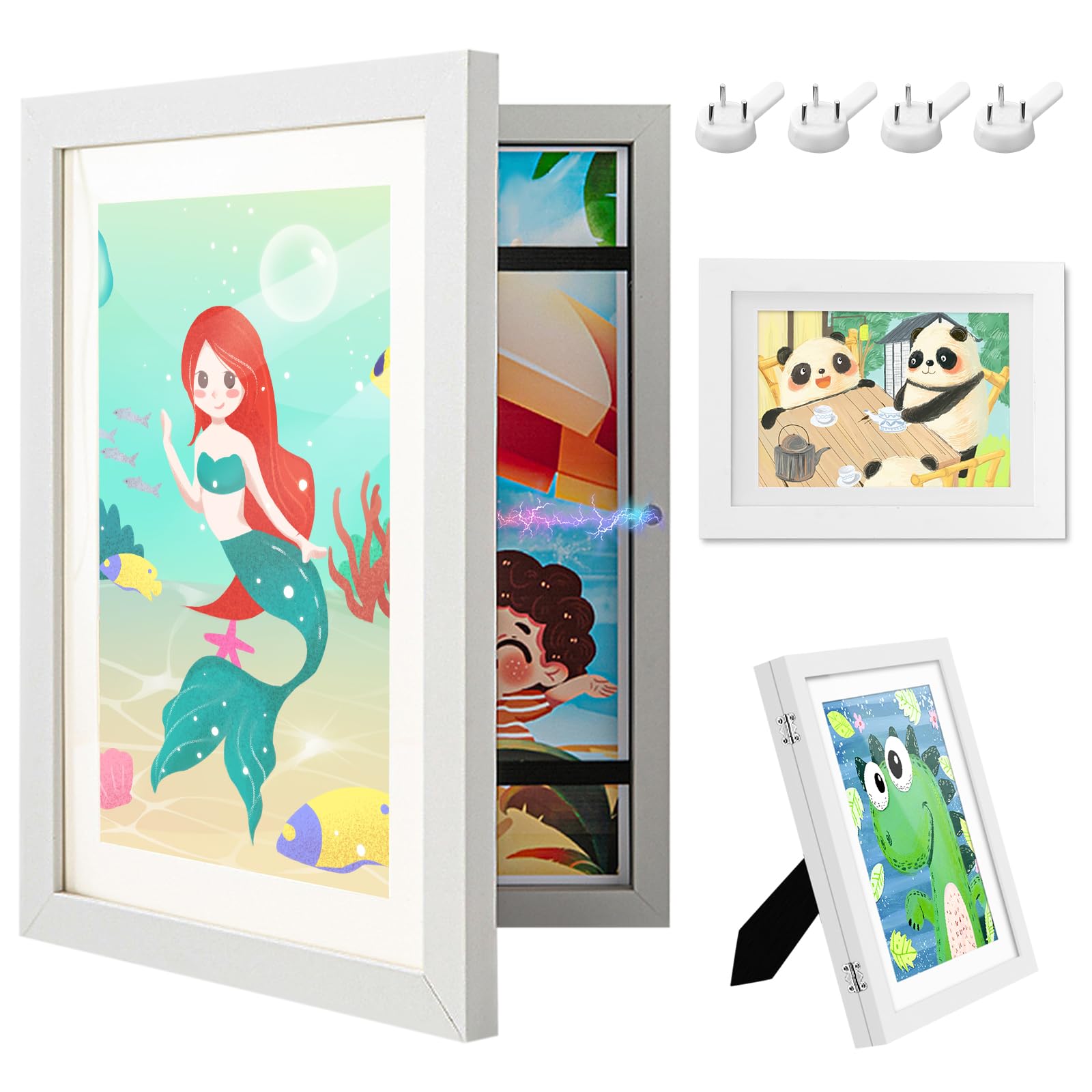 Cornice Porta Disegni Bambini Cornice Per Disegni Bambini A4 - Galleria  D'Arte Familiare Con Apertura Frontale, Bordo Blu Porta Disegni A4, image size:1600x1600