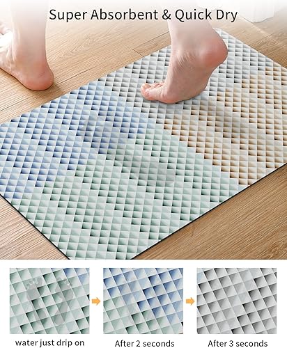 Miniatura 9 de Tapete de baño a cuadros rojos y verdes para bañera, antideslizante, de secado rápido y absorbente, de tierra de diatomeas, fregadero de ducha,