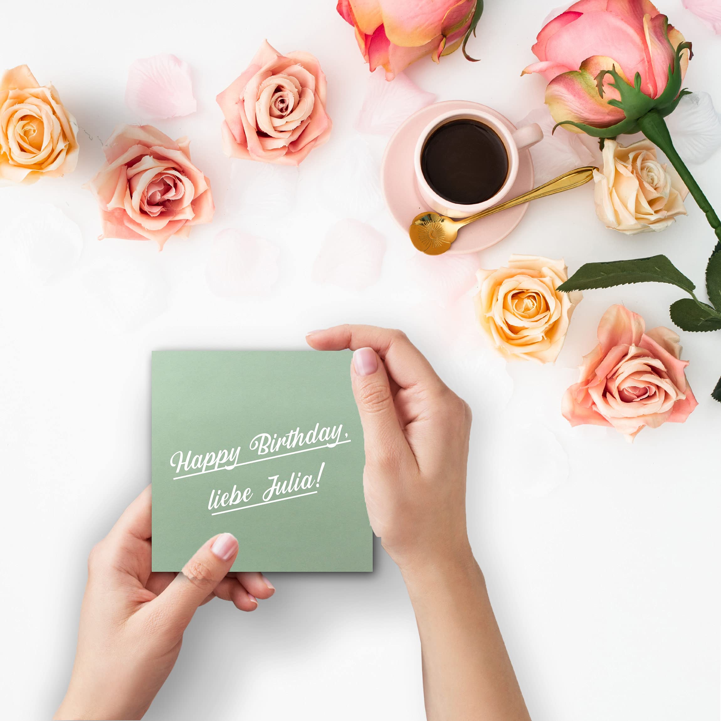500x Tarjetas Cuadradas sin Doblar - 15 x 15 cm - Color: Verde Eucalipto - 240 g/m² - Tarjetas para manualidades, tarjetas para felicitaciones e invitaciones