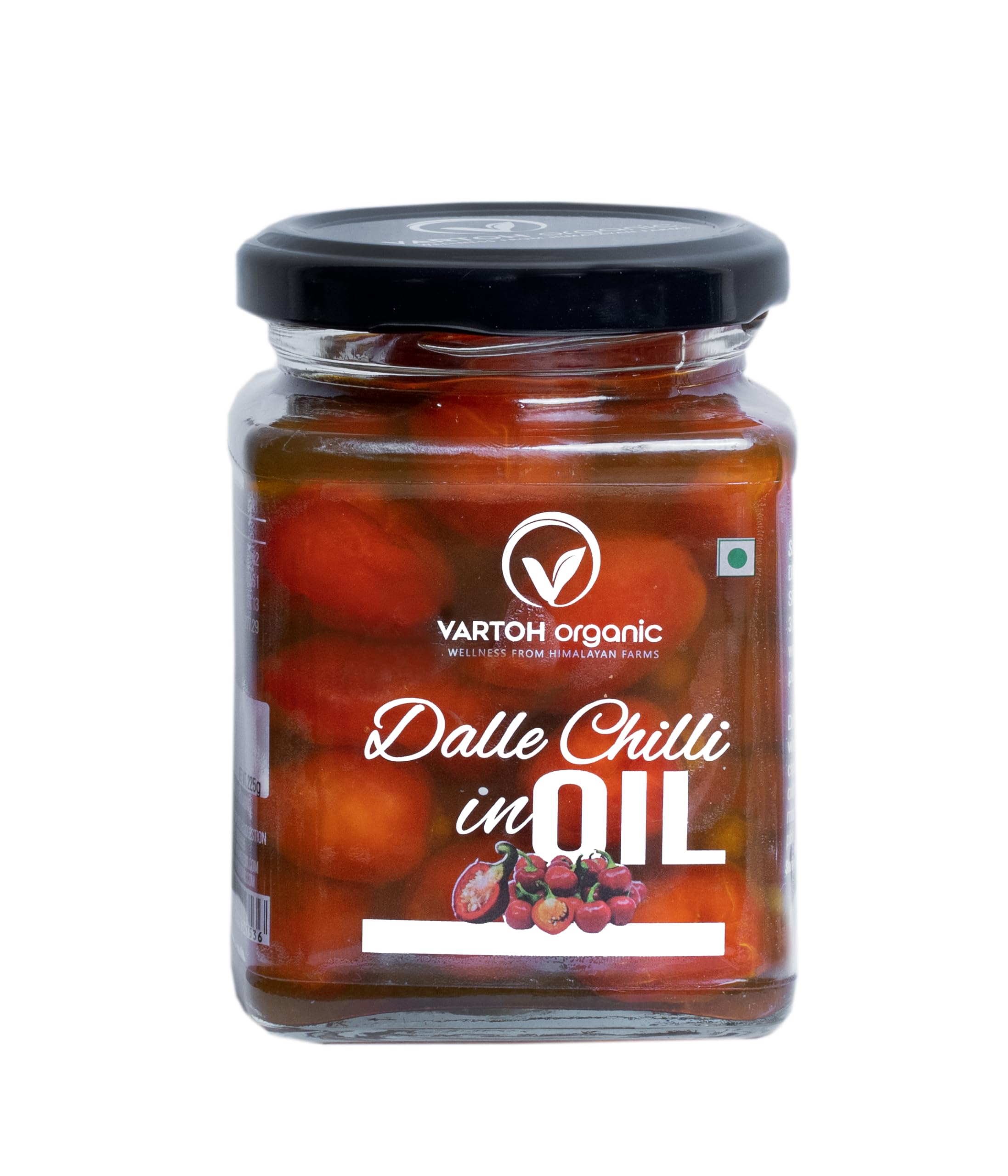 Vartoh Organic Spicy Dalle Khursani in Oil 225g | GI-Tagged Dalle Chilli | Product from Sikkim | Authentic Northeast Indian Achar
