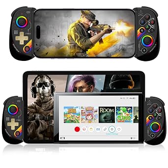 arVin Mobile Gaming Controller for iPad/Tablet[Within 5-10"] Wireless Gamepad for iPhone/Android/PC/Switch/PS4, with RGB Hall Effect Joystick/Turbo/6-Axis Gyro/Vibration/Support Streaming/Cloud Gaming
