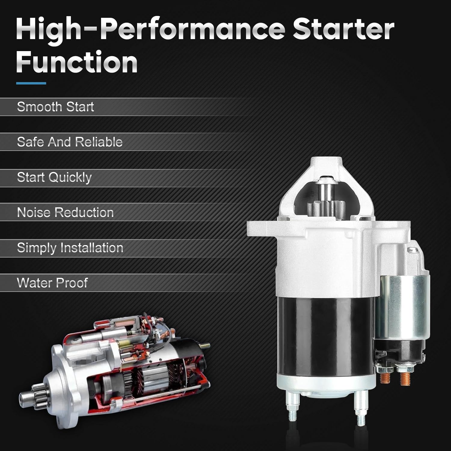 New Starter 19039 for Mitsubishi Outlander 2007-2009 3L Replaces # 410-48202, 19039, 56044736AB, M0T22371, SMT0350